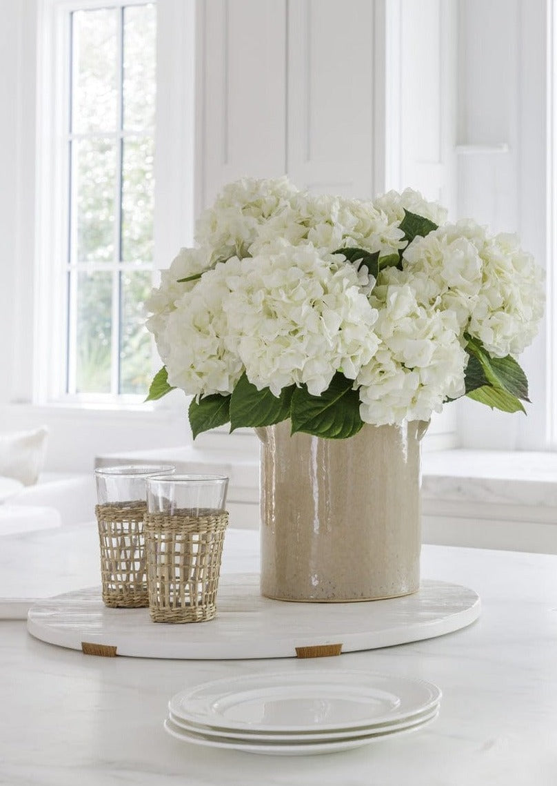 Fake Flowers Real Touch Hydrangea Stem in Talc White - 18"