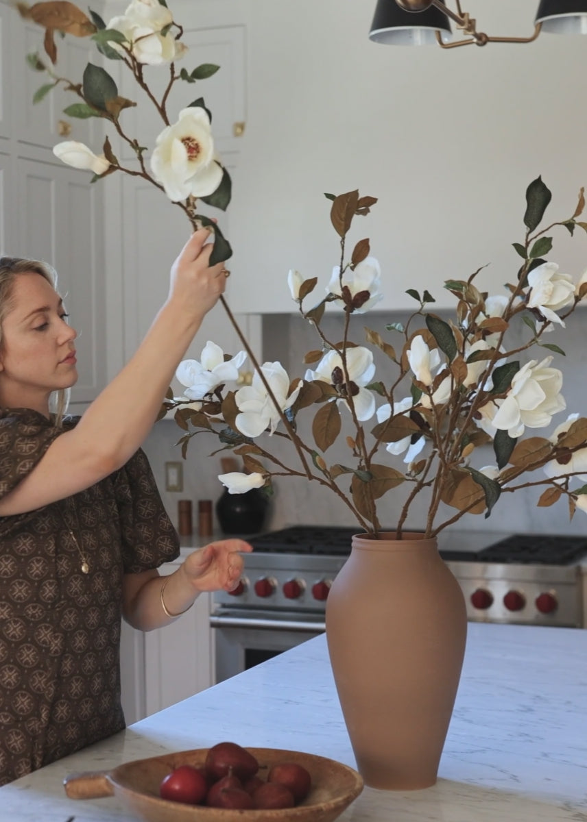 Cream Magnolia Fake Flower Branch - 35"