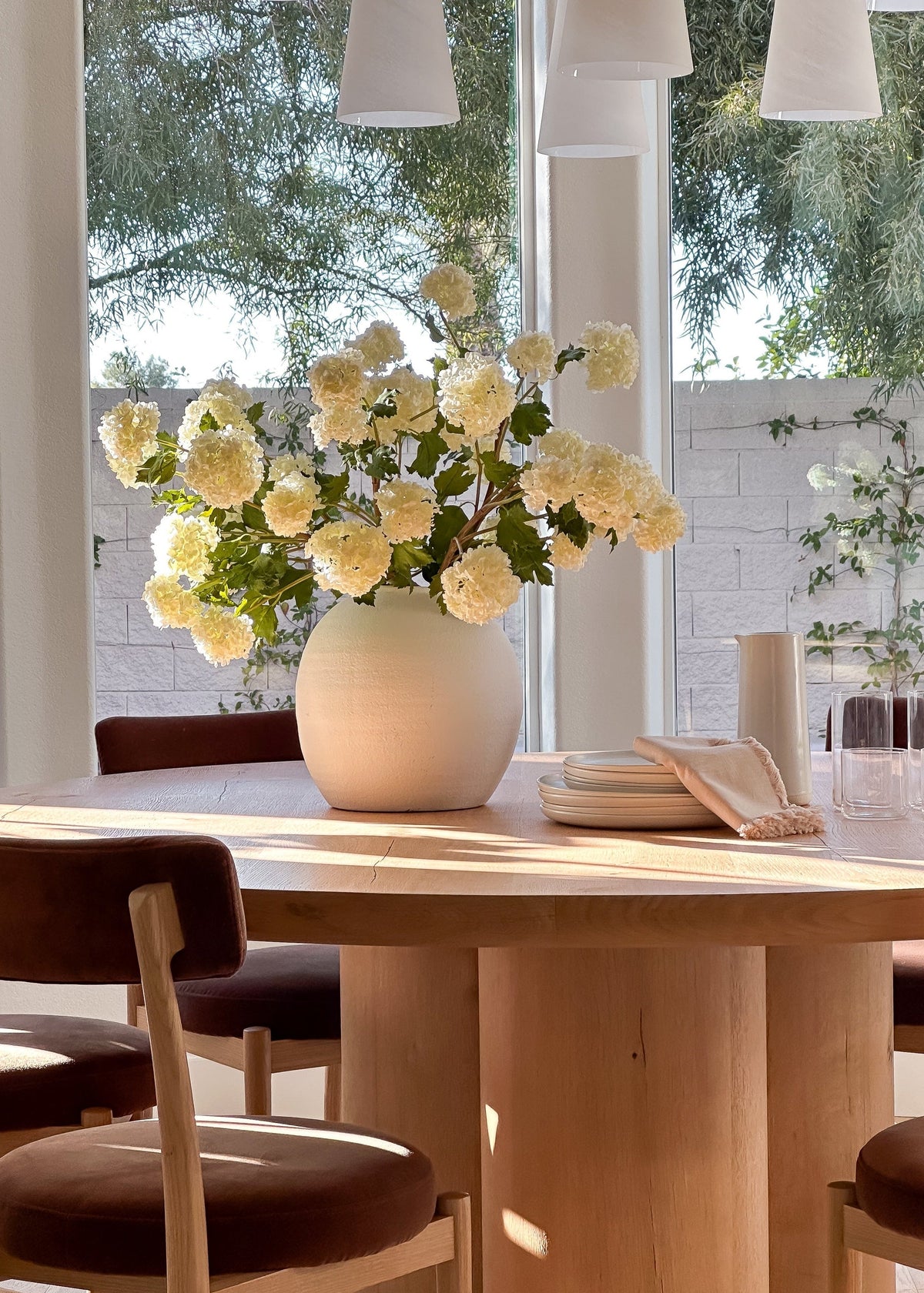 Faux Snowball Hydrangea in Crisp White - 43.5"