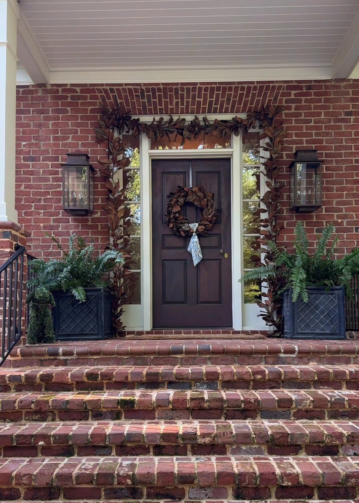 Premium Real Touch Artificial Magnolia Wreath in Aged Brown - 26"